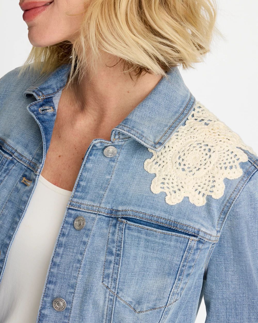 Embroidered Frayed Denim Trucker Jacket | Chico's